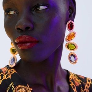 Zara drop multicolored gem earrings